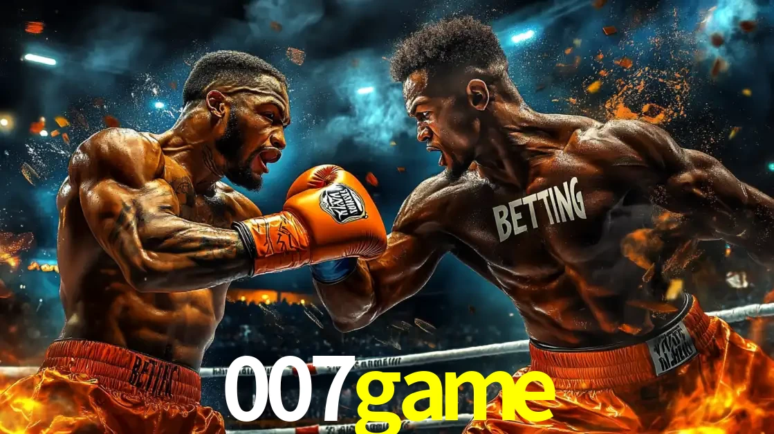 Dois boxeadores em uma luta intensa e explosiva, representando a adrenalina e as oportunidades de apostas em esportes de combate disponíveis na plataforma 007game.