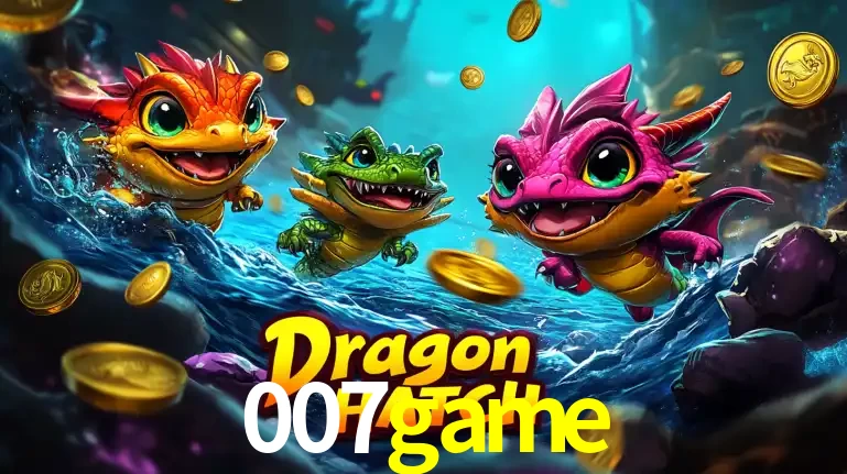 Arte promocional do jogo Dragon Hatch com três adoráveis dragões bebês nadando entre moedas de ouro, um dos slots mais divertidos para jogar no cassino 007game.