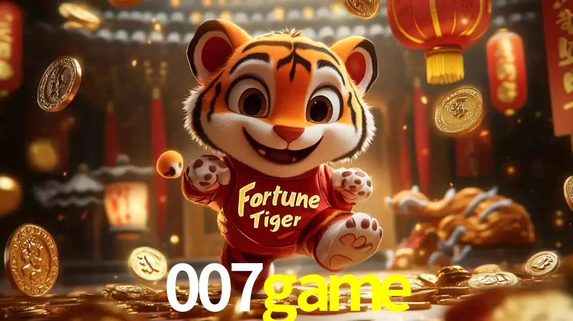 O alegre personagem do Fortune Tiger correndo sobre um caminho de moedas de ouro, simbolizando os grandes prêmios e a diversão do popular jogo de slot do 007game.