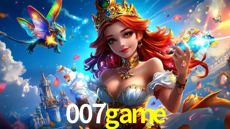 A princesa de um reino de fantasia mágico, com seu pequeno dragão, apresentando um mundo de prêmios encantados nos jogos de caça-níqueis do cassino 007game.
